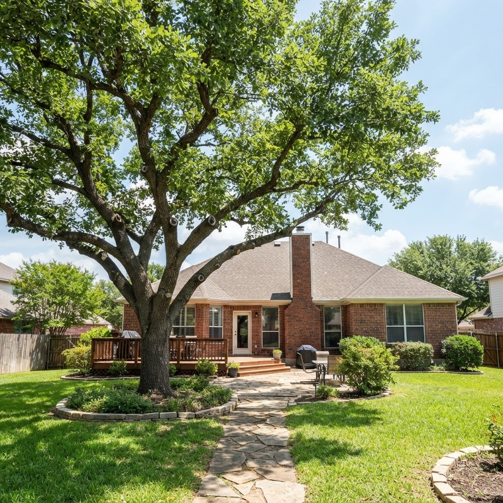The same oak with a balanced, cleared canopy after professional pruning in Collegedale